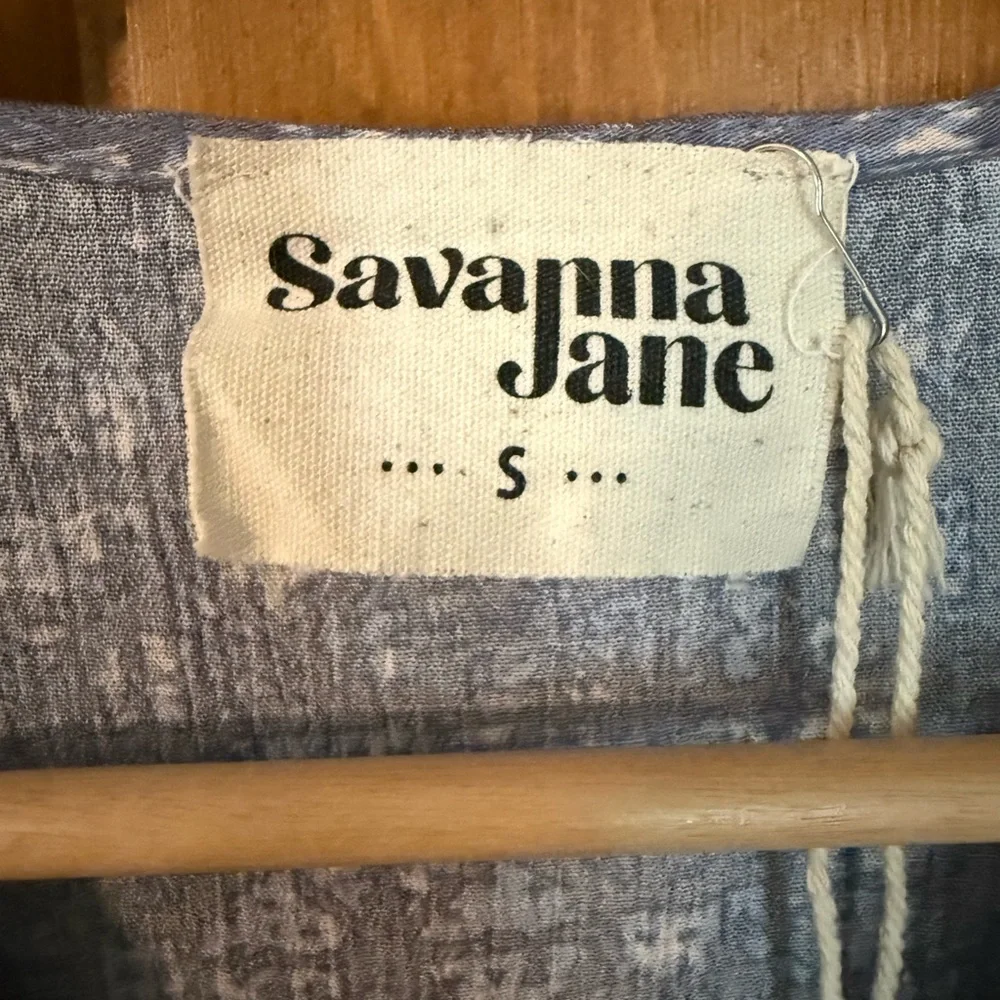 Savanna Jane NWT Embroidered Blue Tunic Poncho Boho Cottagecore - Picture 3 of 9